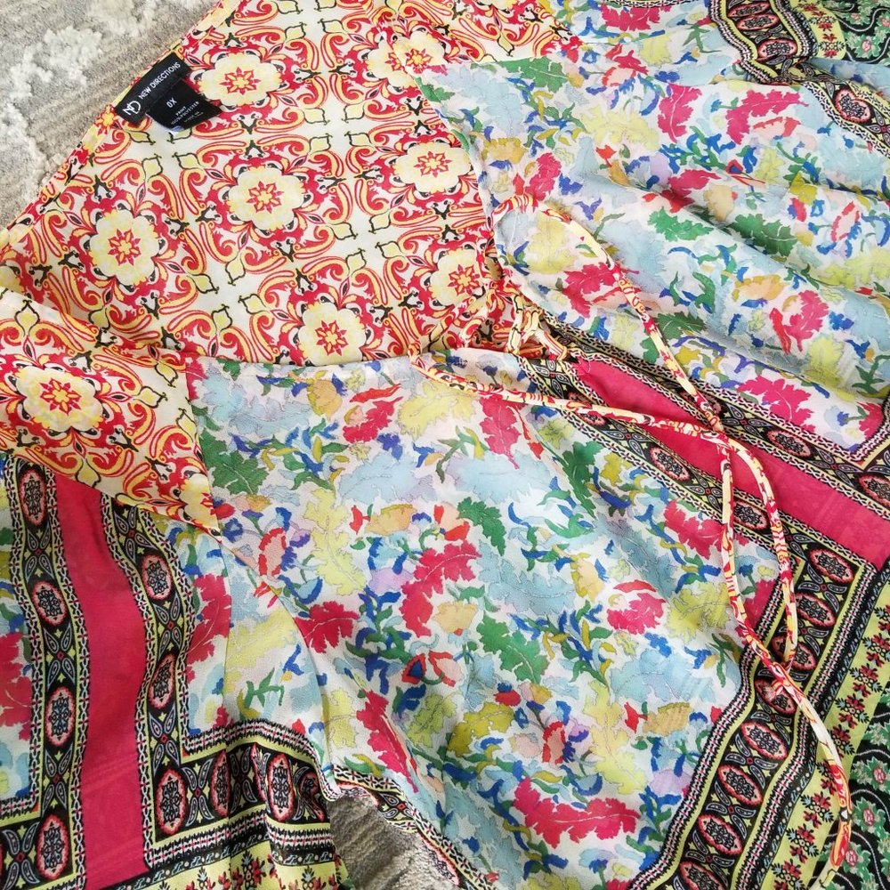 New Directions Brand Top Blouse Boho Multi-Color Floral Print Size 0X - Picture 10 of 12